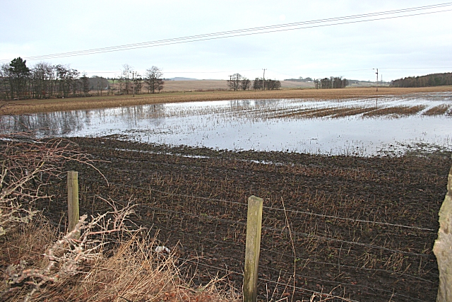Überschwemmtes Feld mit stehendem Oberflächenwasser nach starken Niederschlägen