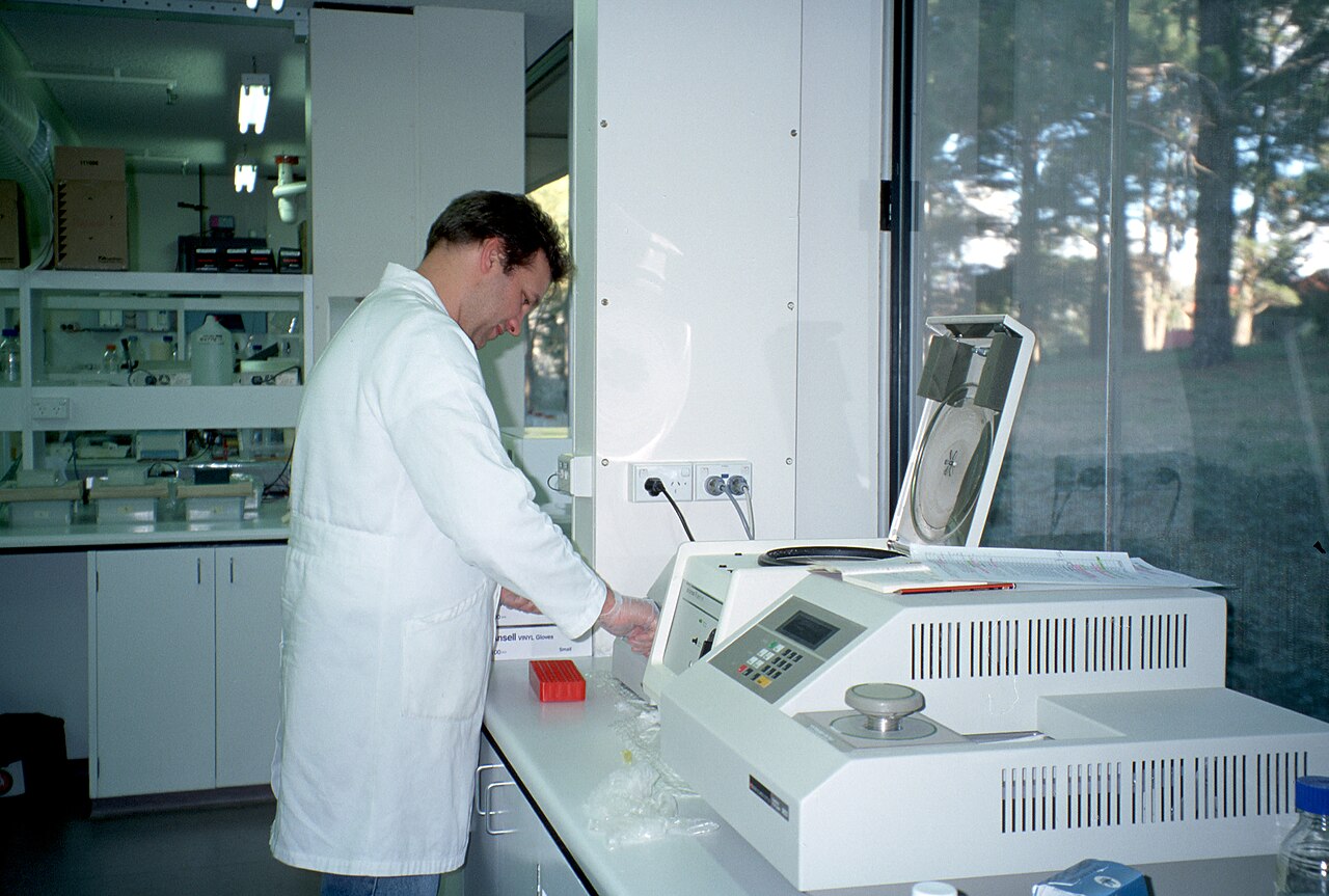 Gerät für die Polymerase-Kettenreaktion (PCR) in einem genetischen Labor; molekulare Bestätigung des Erregers