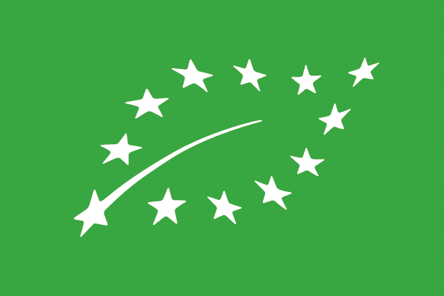 Europäisches Logo für ökologische Erzeugung (grünes „Euro-Blatt")