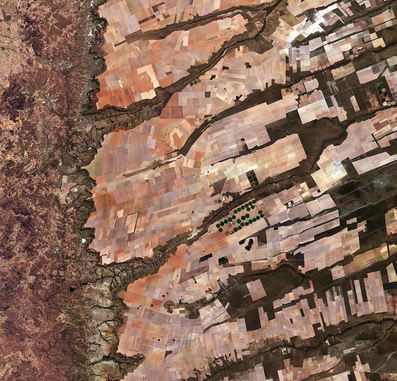 Satellitenaufnahme Copernicus Sentinel-2 zeigt ein großes Landgebiet